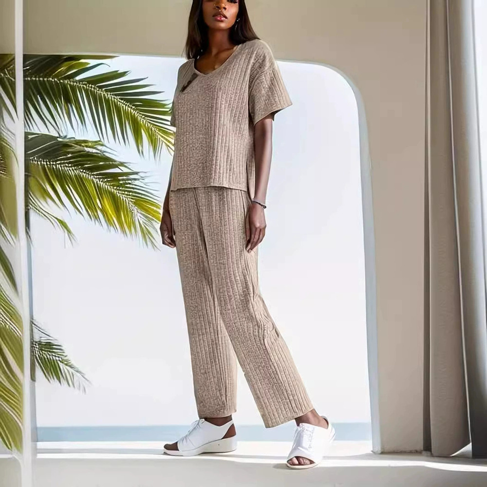 ZARA Loungewear Set Ribbed Two Piece Minimalist Casual Chic
